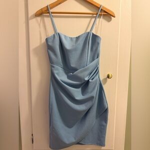 Windsor Light Blue Draped Mini Dress